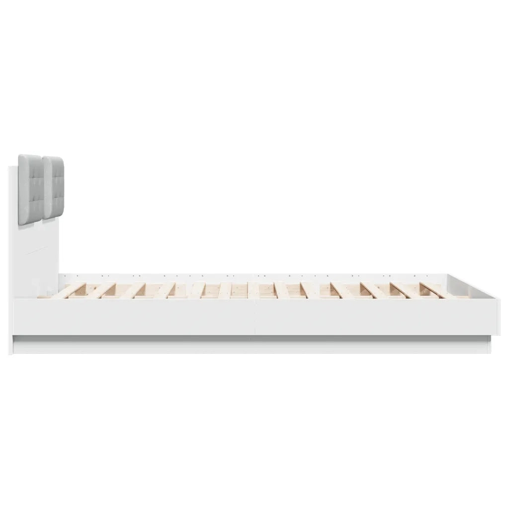 Giroletto con Testiera e LED Bianco 150x200 cm