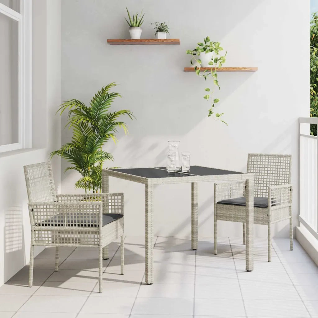 Set da Pranzo per Giardino 3 pcs Grigio chiaro polyrattan 3334895