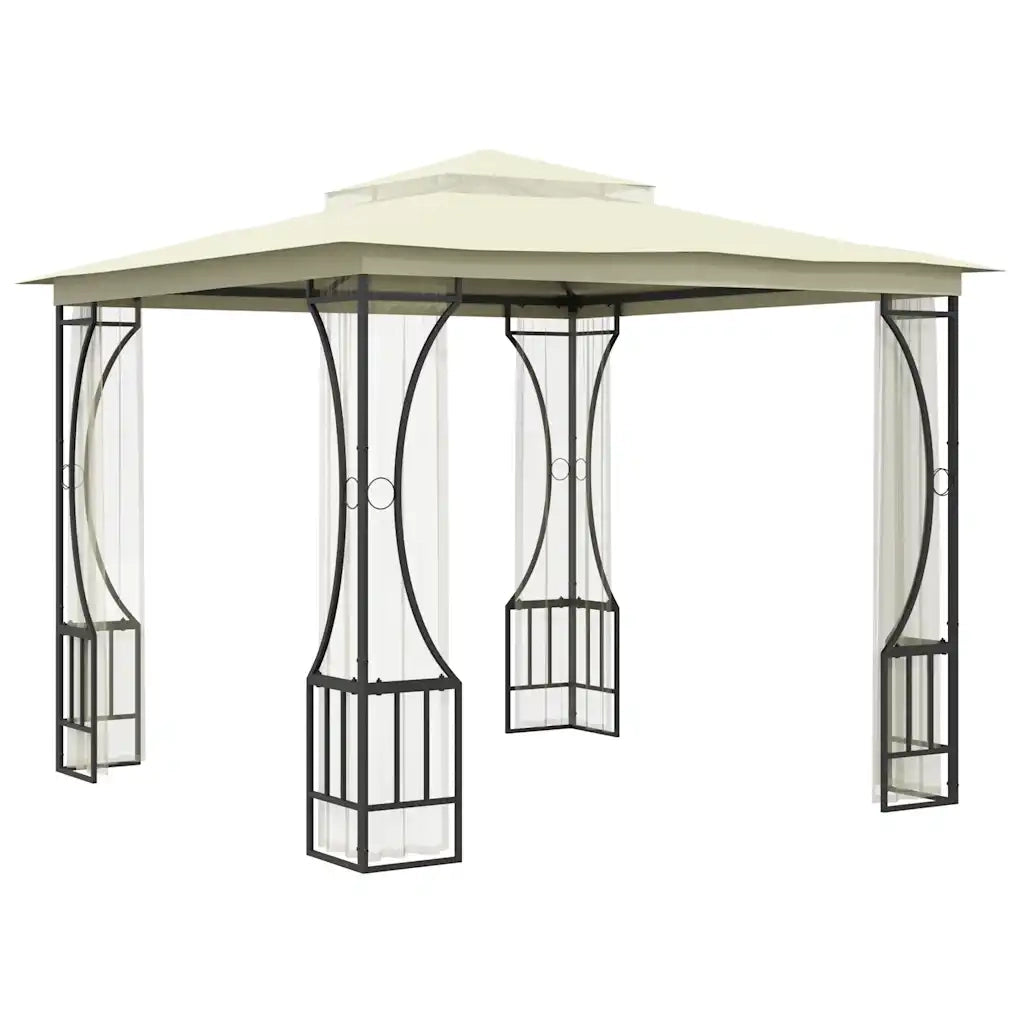 Gazebo | Pergolato con Rete 300x300x265 cm Crema