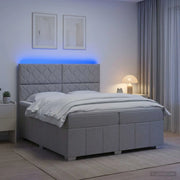 Letto Box Spring LED con Materasso Grigio Chiaro 200 x 200 cm 3455689