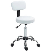 Sgabello Girevole con Schienale e Ruote ¨C zephmum ¨C Altezza Regolabile, Bianco