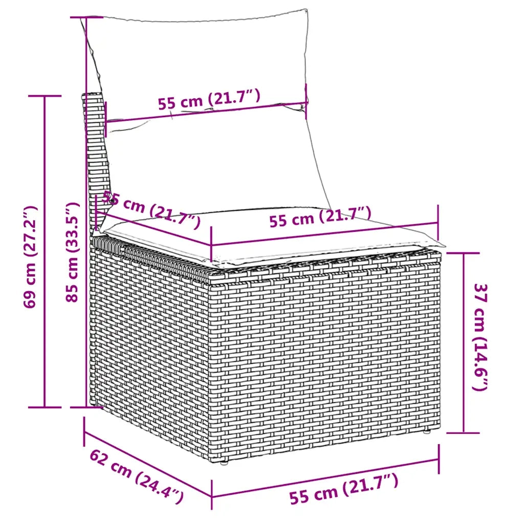 Set Divani da Giardino 9 pz con Cuscini Grigio in Polyrattan 3227146