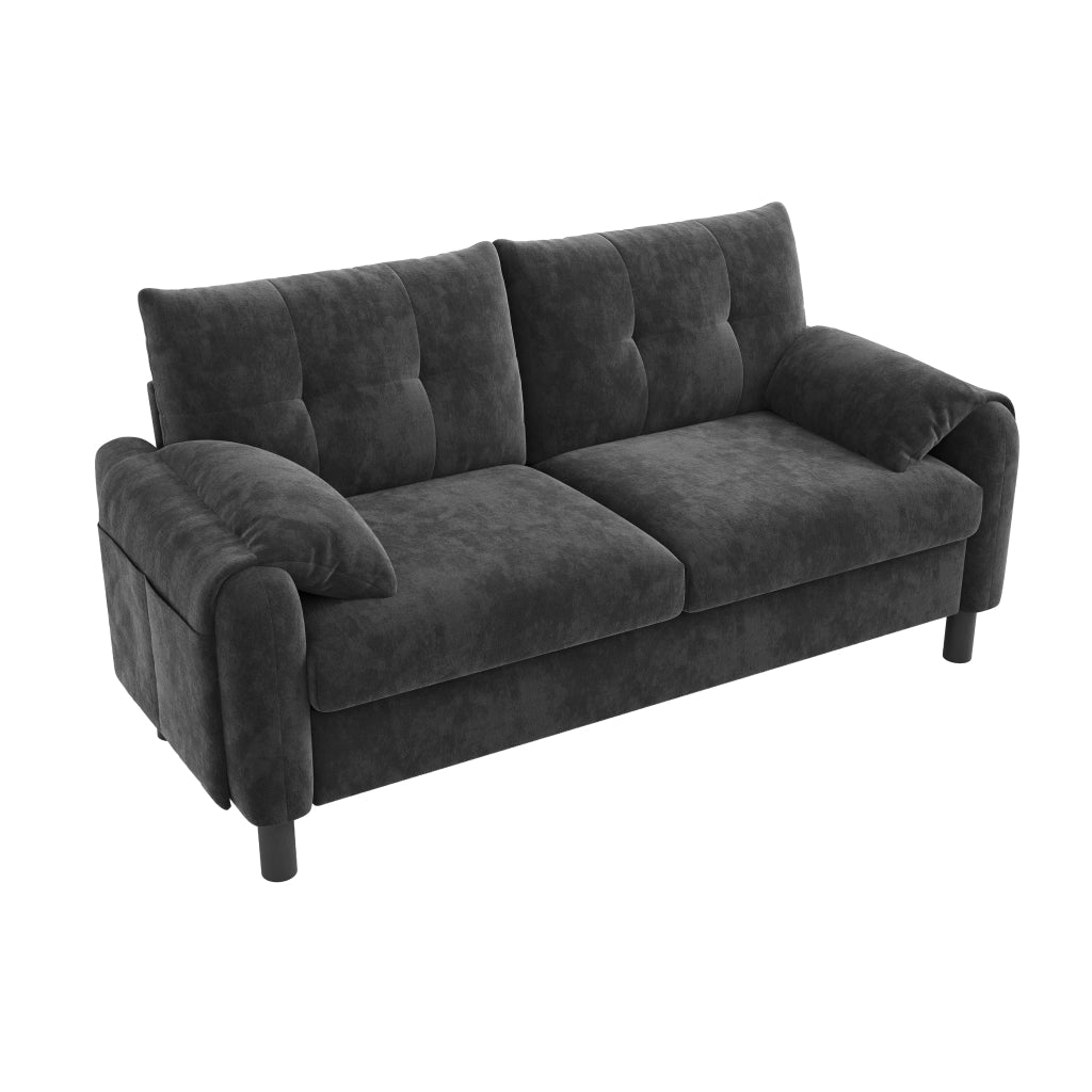 Divano moderno 2 posti - Zephmum - Tessuto chenille, cuscini spessi, design scandinavo, Grigio