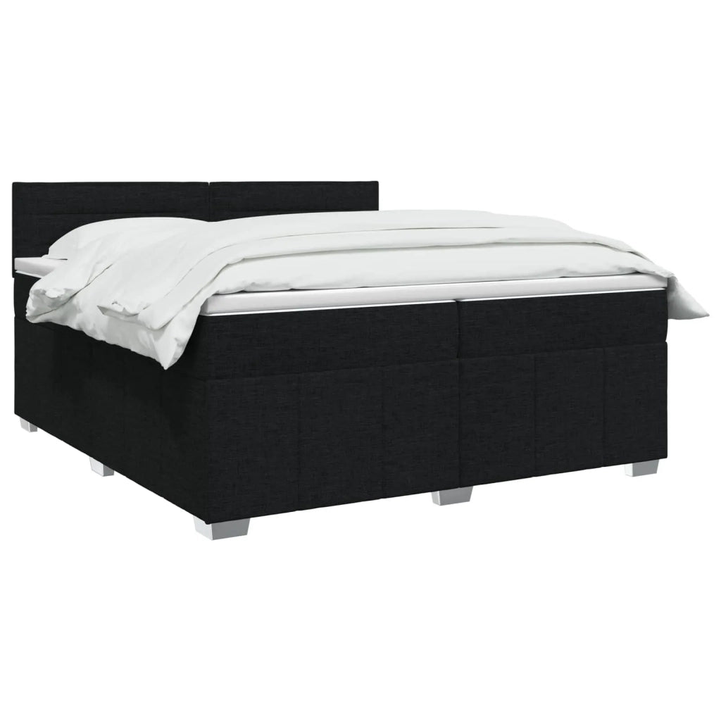 Letto Box Spring LED con Materasso Nero 200 x 200 cm Tessuto 3455691