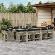 Set da Pranzo da Giardino 15 pz con Cuscini Grigio Polyrattan 3211775