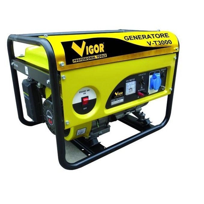 Vigor V-T3000 4T Generatore di corrente 2700 VA 220 V Motore 4 tempi Serbatoio 15 L Raffreddamento ad aria Peso 35 Kg colore Nero