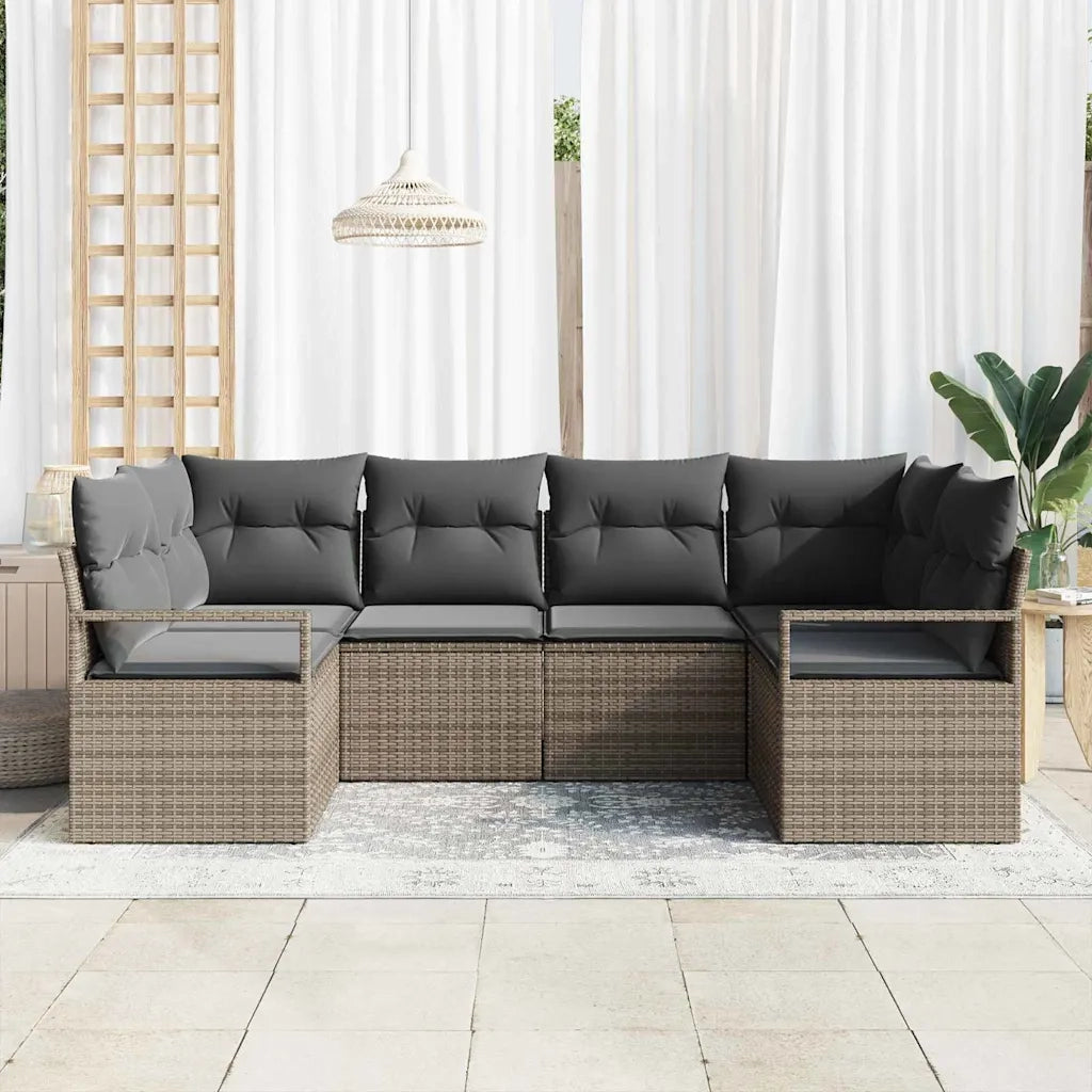 Set di divani con cuscino 6 pcs Grigio polyrattan