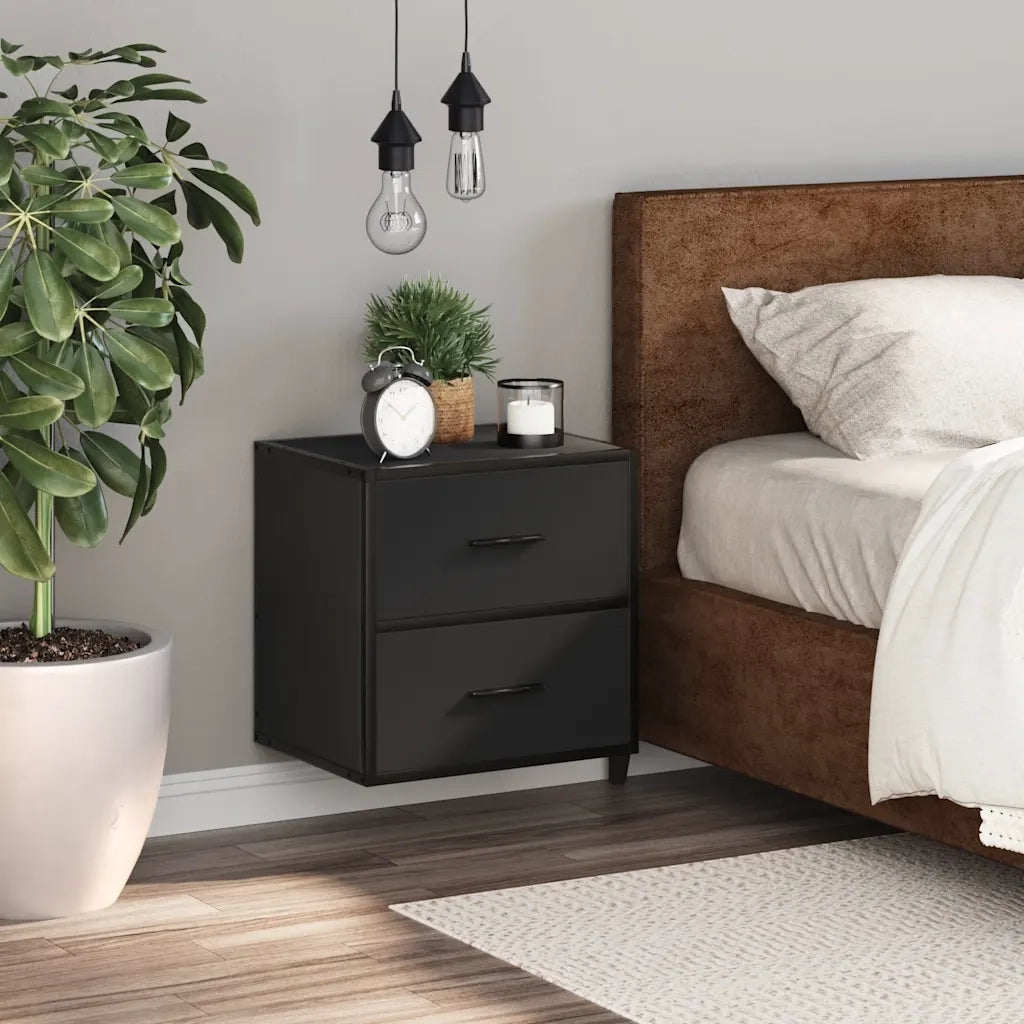 Comodino a Muro Nero 40x31x39,5 cm 848724