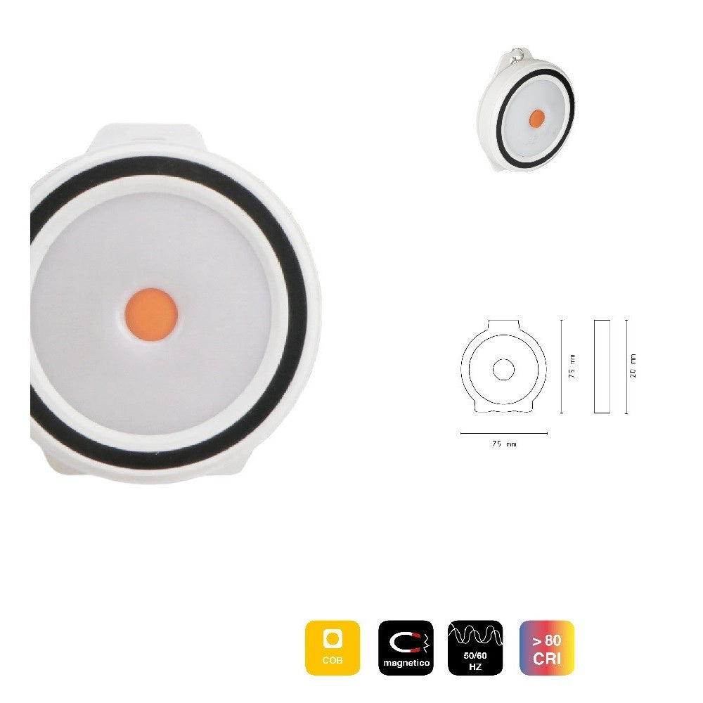 Trade Shop - Luce Led Portatile Da Campeggio Escursioni Con Magnete 12 Led 3w Gancio Dt-2038 -