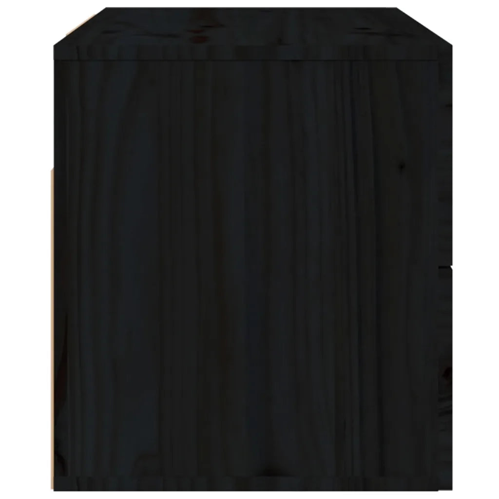 Comodino | Armadio da Notte | Mobiletto da notte a Muro Nero 50x36x40 cm