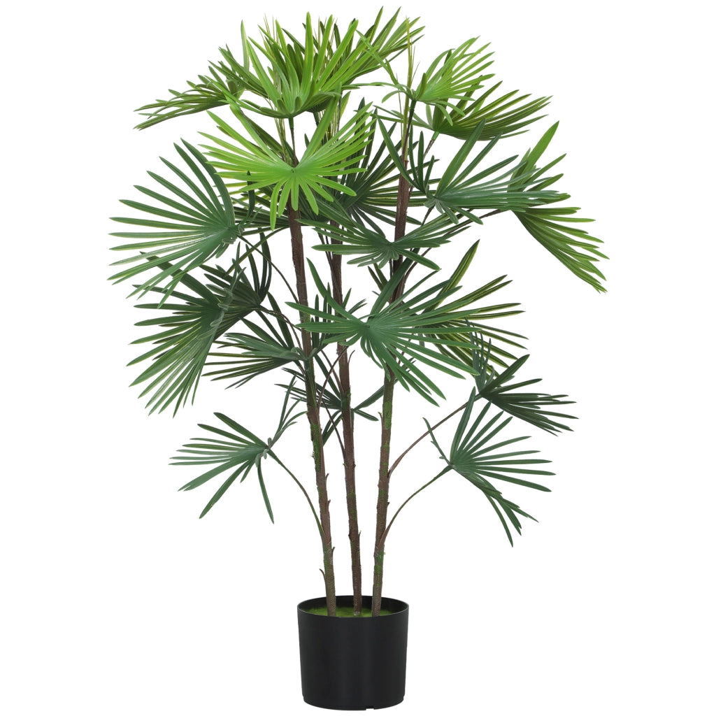 Palma Artificiale 90 cm ¨C Xylo ¨C 24 Foglie Verde Plastica con Vaso