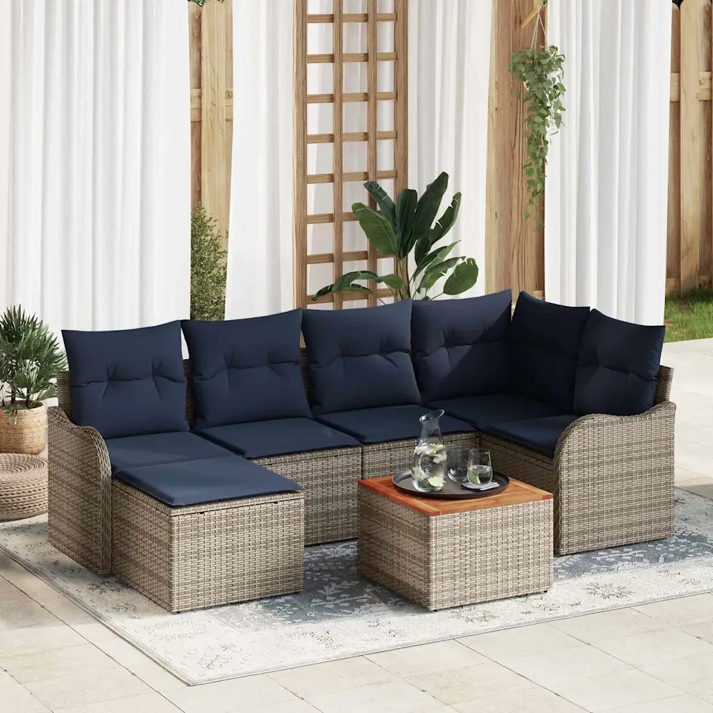 Set Divano da Giardino 7 pz Grigio polyrattan 3347479