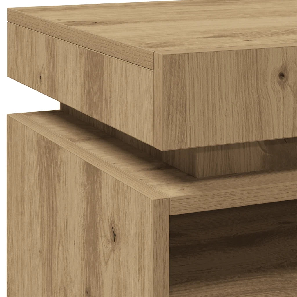 Comodino con Luci LED Rovere Artigianale 40x39x48,5 cm 857660