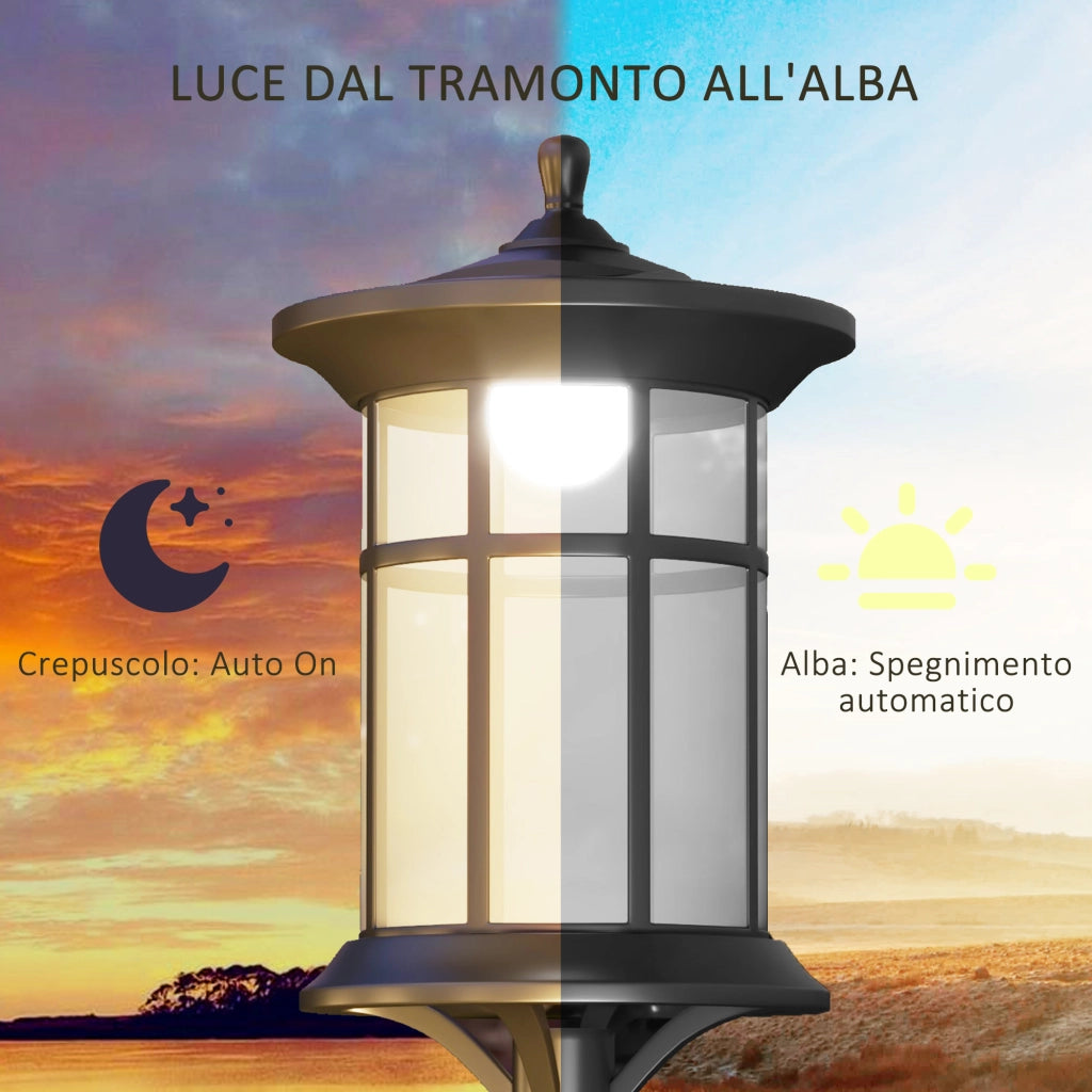 Lampione Solare da Giardino ¨C Minimal ¨C Nero 184cm IP44 LED