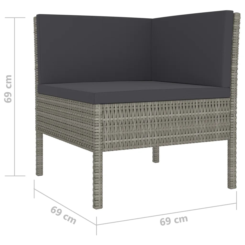 Set Divani da Giardino 10 pz con Cuscini in Polyrattan Grigio 3056976
