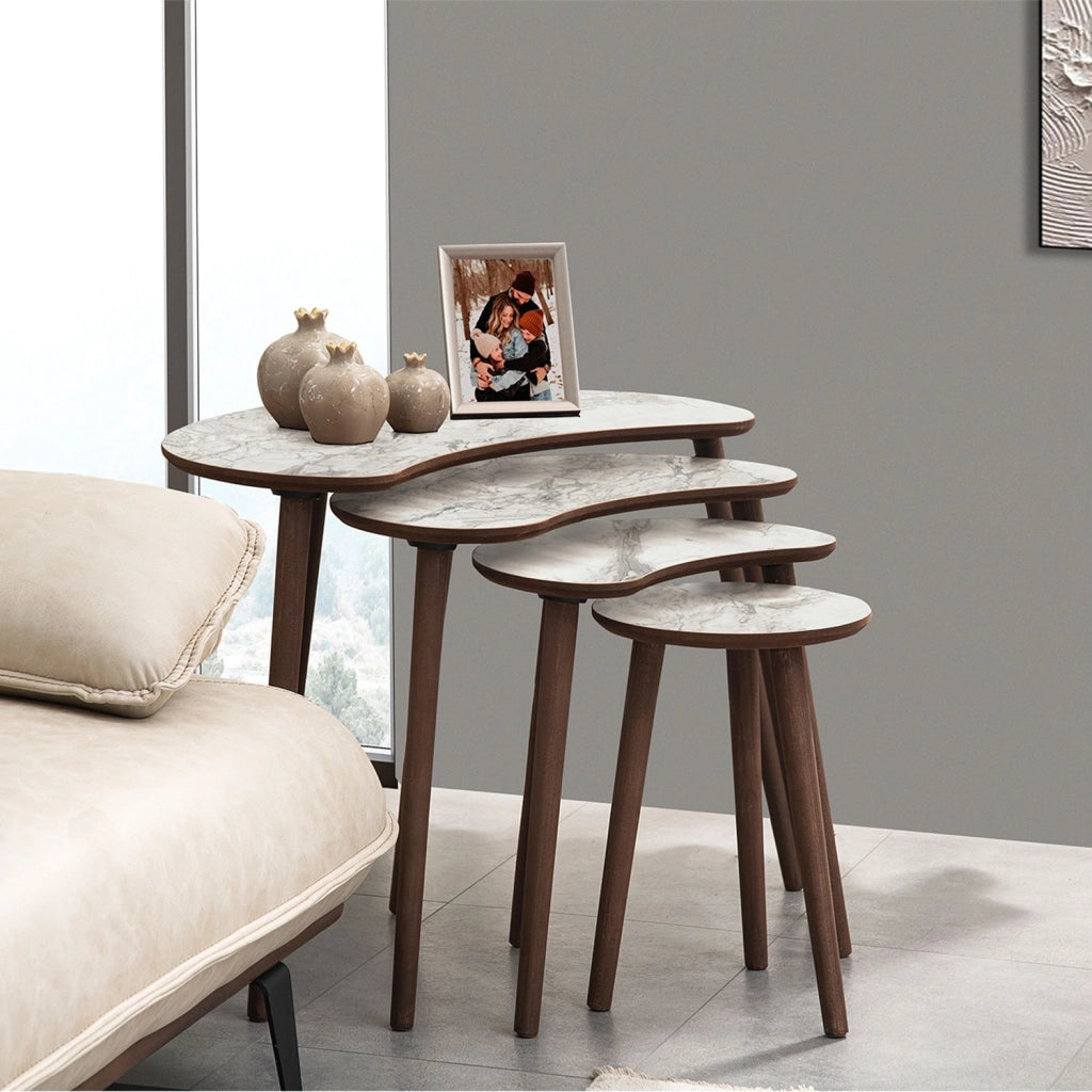 Tavolo nido in legno "Moon" (4 pezzi) 40 x 75 x 55 cm - Bianco