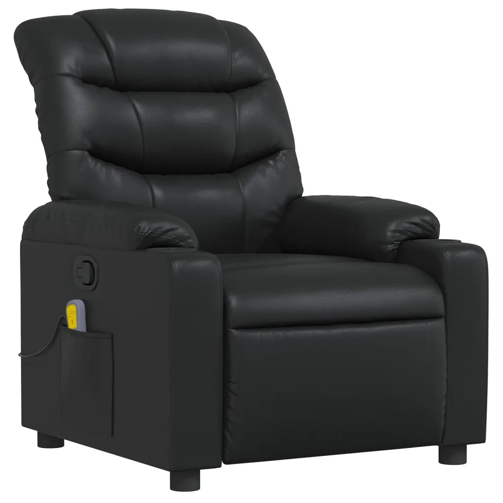 Poltrona Massaggiante | Sedia Relax Reclinabile Nera in Similpelle