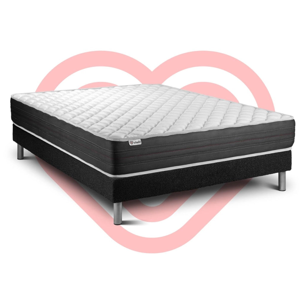 Letto con materasso VITAL MEMO ONE 150 x 190 cm Rete Kit Nero