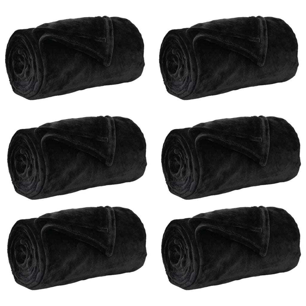 Coperte da Pile 6 pz Nero 130 x 150 cm Panno