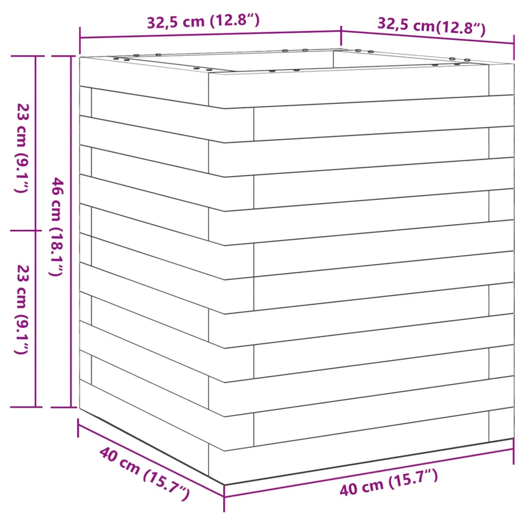 Fioriera | Cassetta per fiori | Vaso da Giardino 40x40x46 cm in Legno Massello di Pino