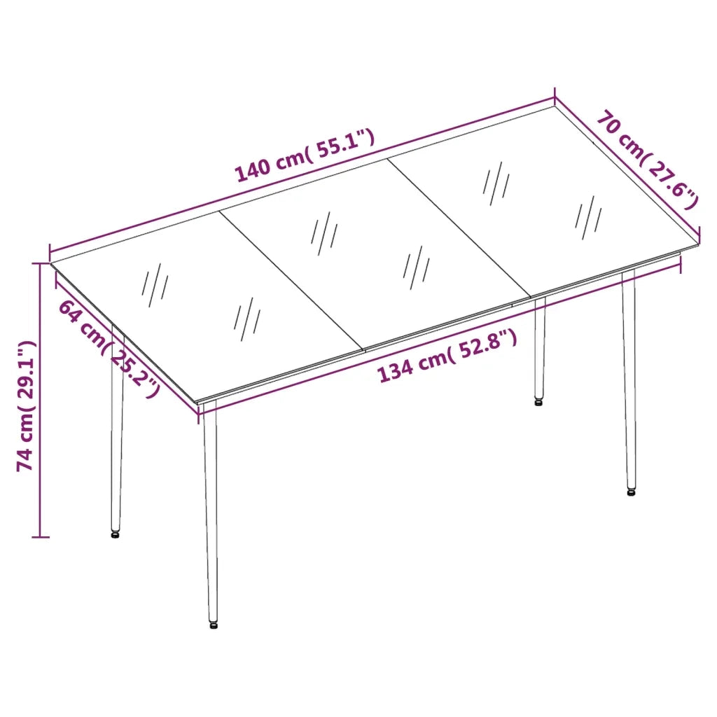 Set da Pranzo per Giardino 5 pz con Cuscini Polyrattan e Vetro 3099741