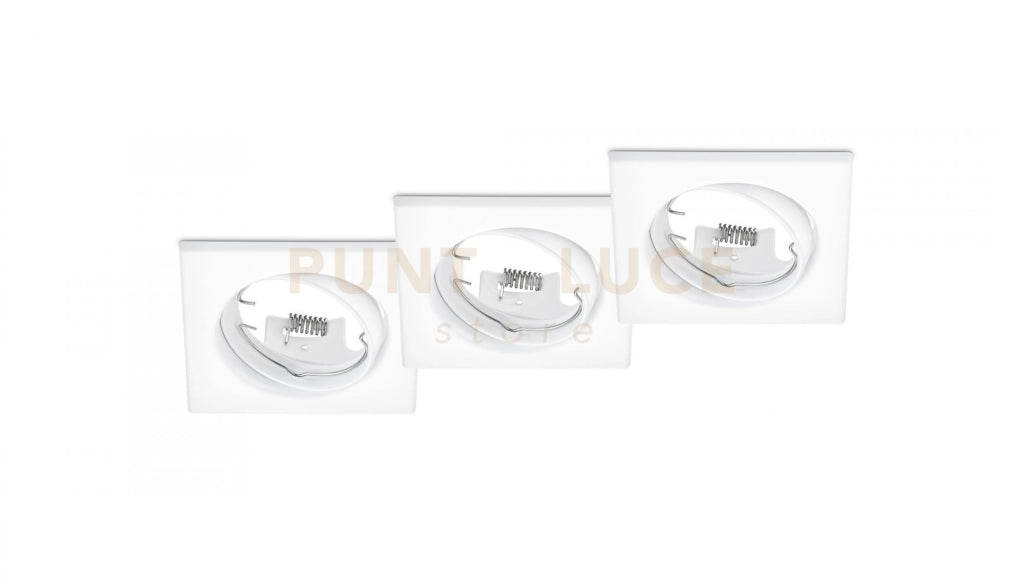JURA KIT 3 FARETTI DA INCASSO QUADRATI ORIENTABILI BIANCHI 8X8CM ATTACCO GU10