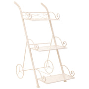Carrello a 3 ripiani per pentole in ferro battuto bianco 40x34x76