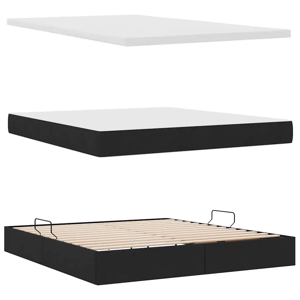 Letto con contenitore e materasso Nero 180 x 200 cm 3370652