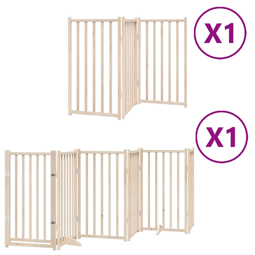 Cancello per Cani con Porta Pieghevole 9 Pannelli 450 cm Pioppo CFW4786073