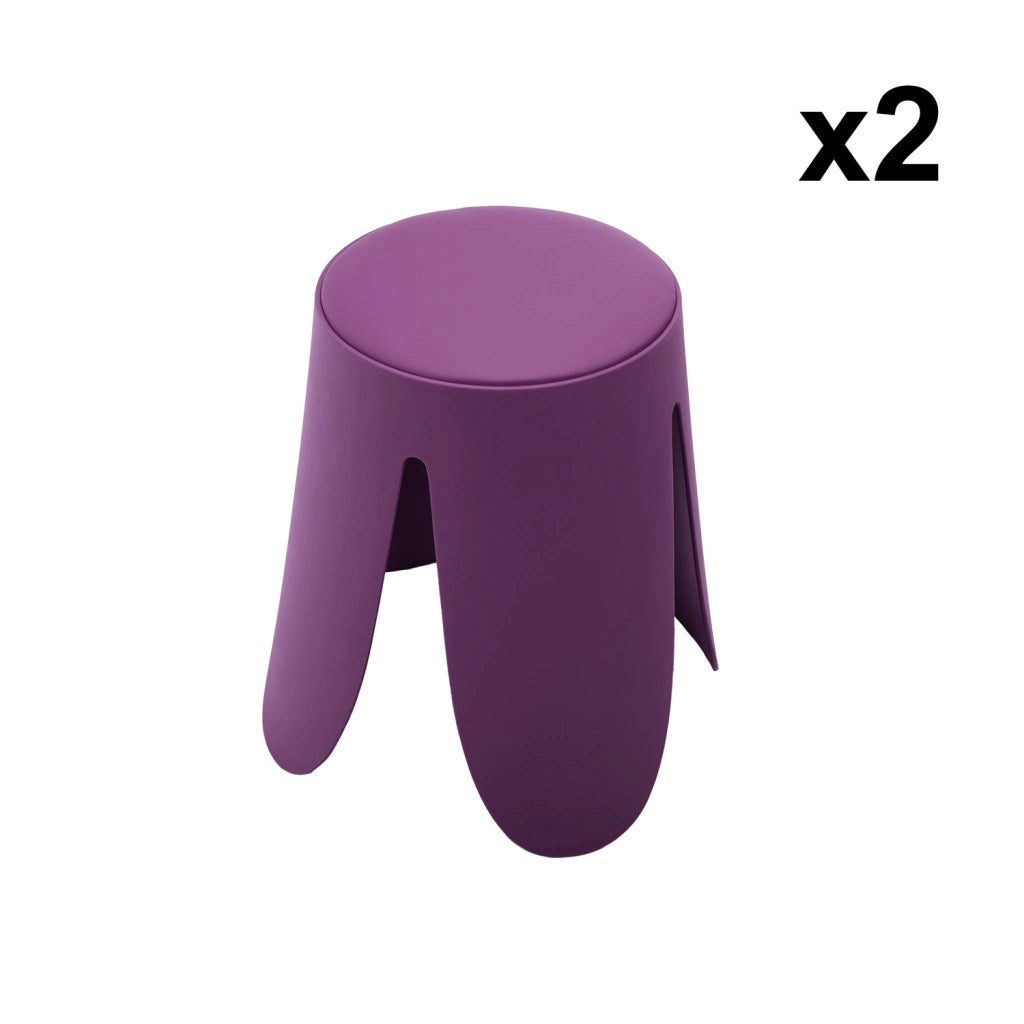 Set 2 sgabelli impilabili in similpelle, viola