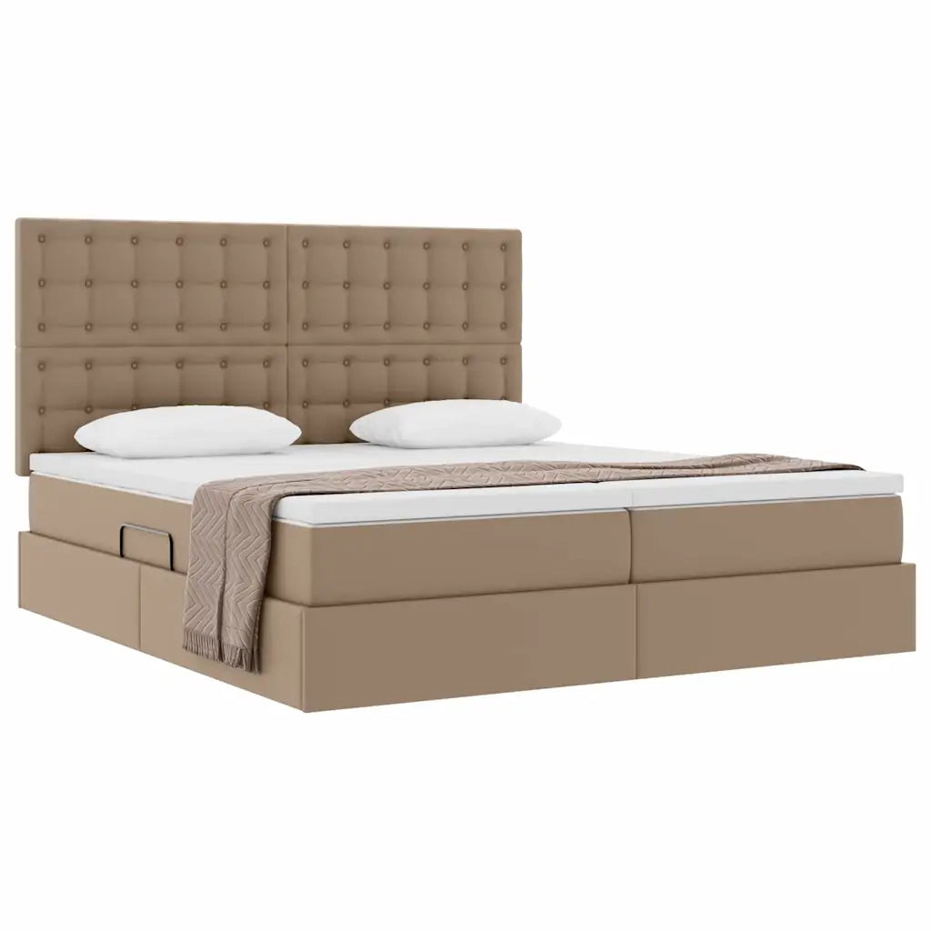 Letto con contenitore e materasso Cappuccino 200 x 200 cm 3372184