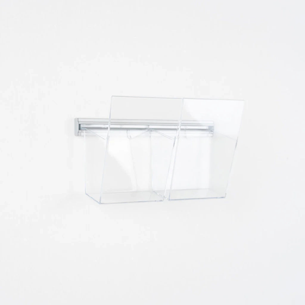Portadepliant in plexi con barra 2 vaschette 1/3 A4