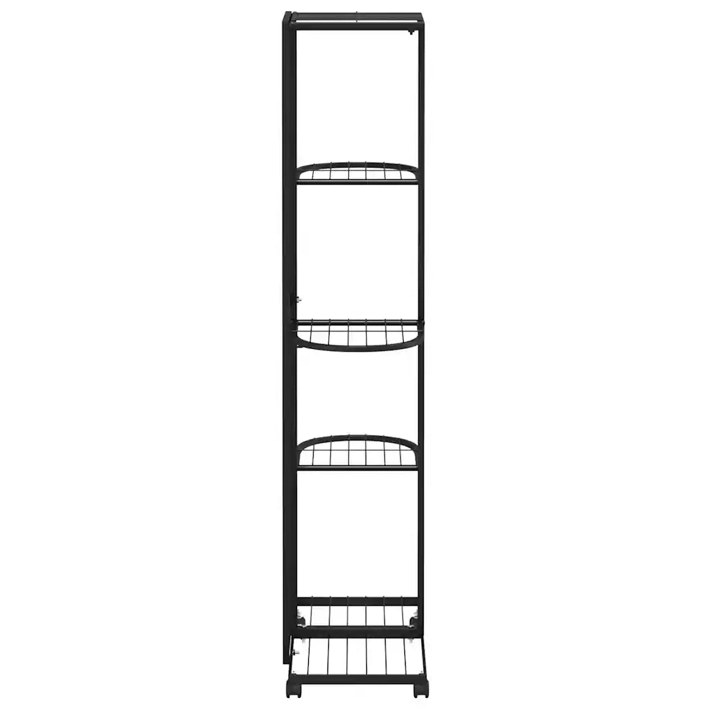 Fioriera a 5 Piani con Ruote 44x23x100 cm Ferro Nero 343117