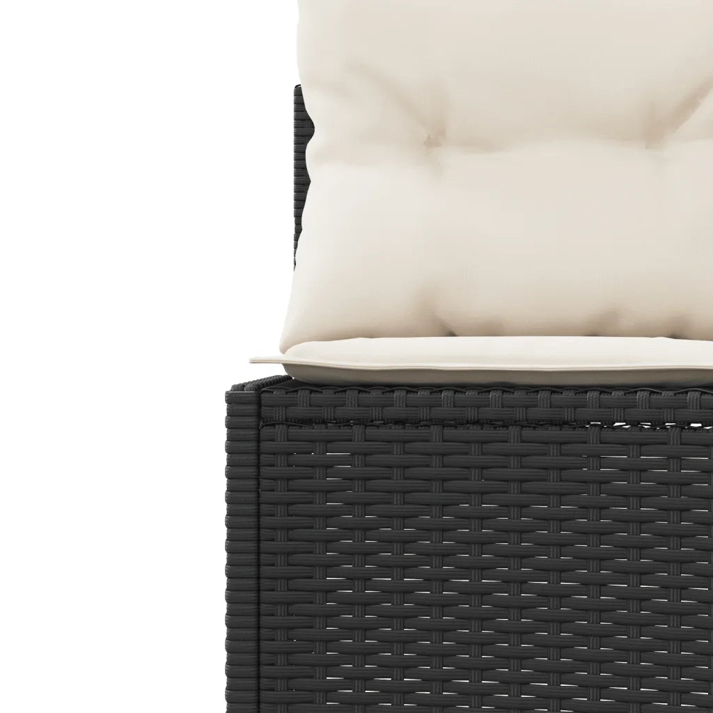 Divano Giardino con Tavolo e Cuscini Circolare Nero Polyrattan 3318544