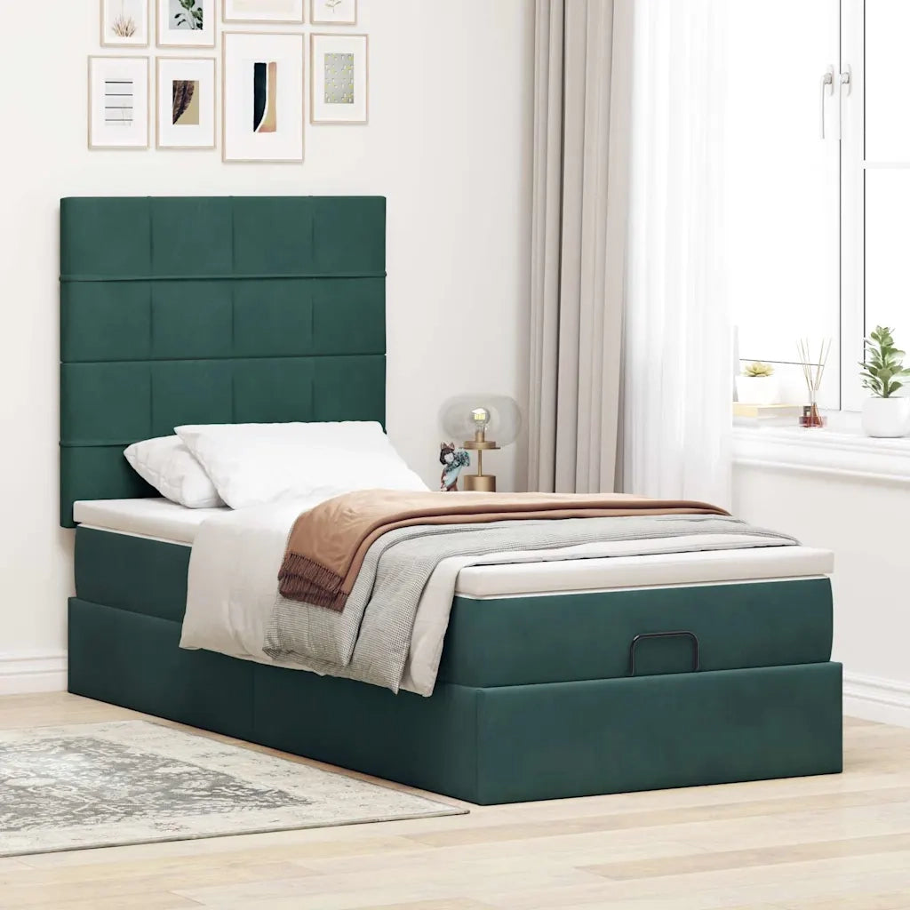 Struttura Letto Pouf con Materassi 90x200 cm in Velluto 3314297