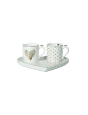 Tazzine da caffe' e vassoio tete a tete amore mio righe, set 2 pezzi