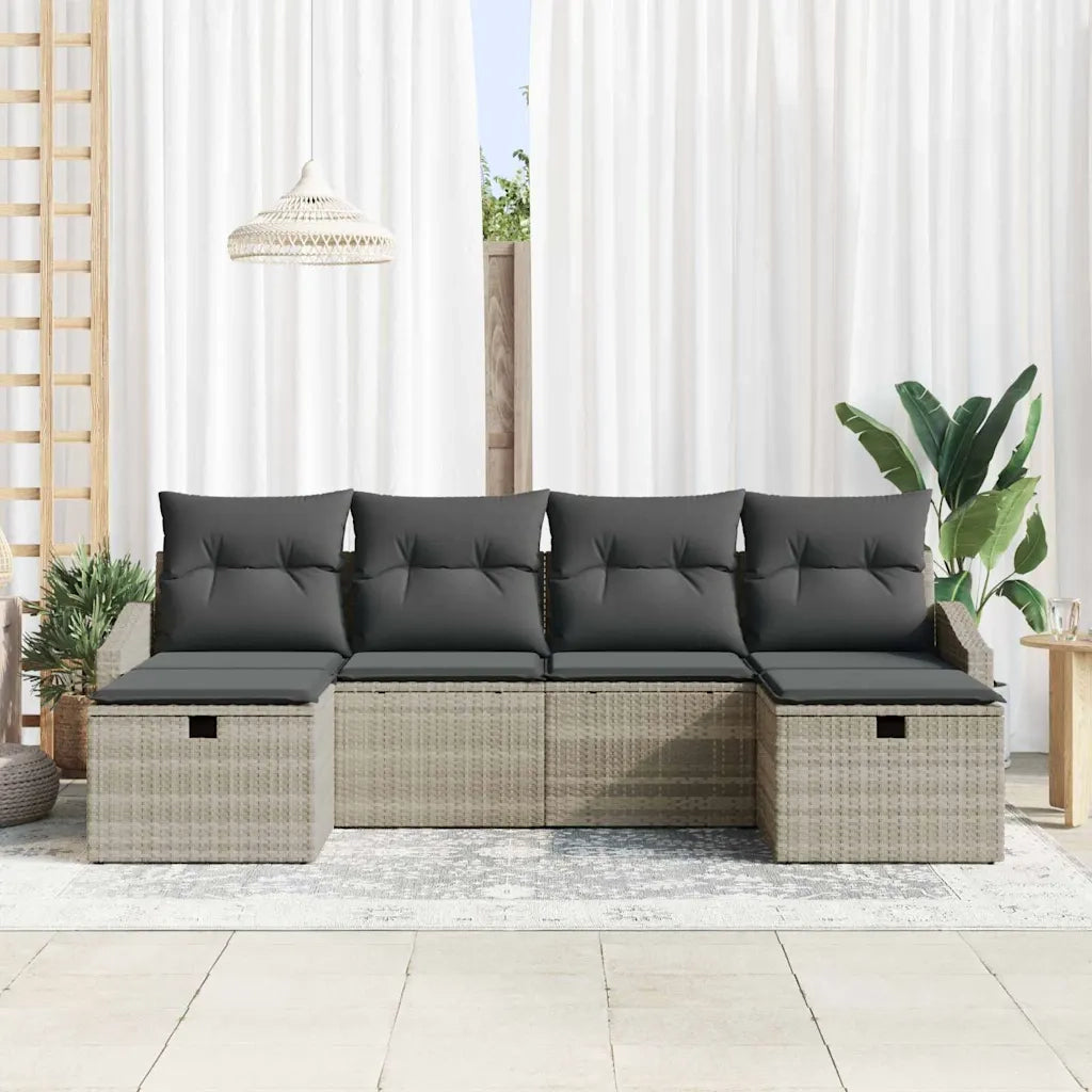 Set Divano da Giardino con cuscino 6 pcs polyrattan
