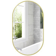 Specchio da Bagno Ovale con Cornice in Alluminio ¨C Minimal ¨C 40x70 cm Dorato