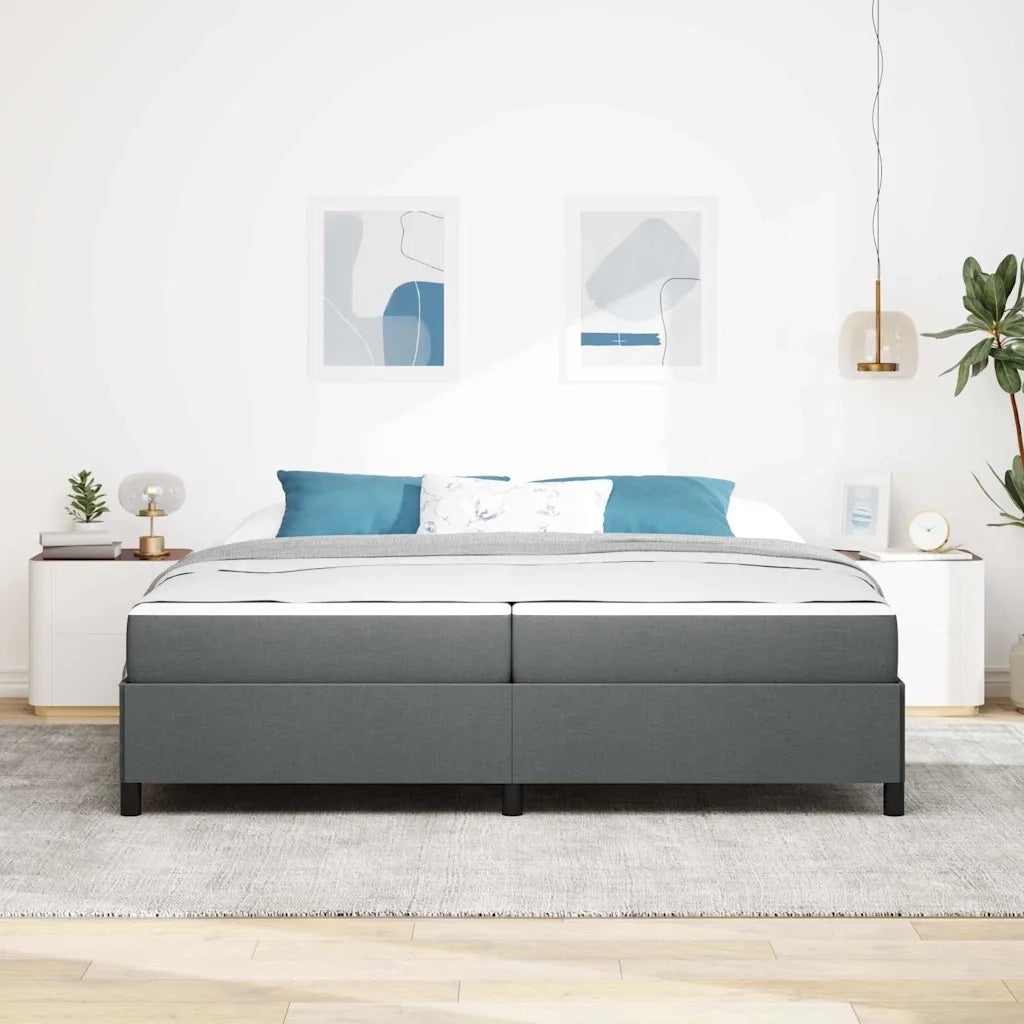 Letto a molle con materasso Grigio scuro 200 x 200 cm Tessuto