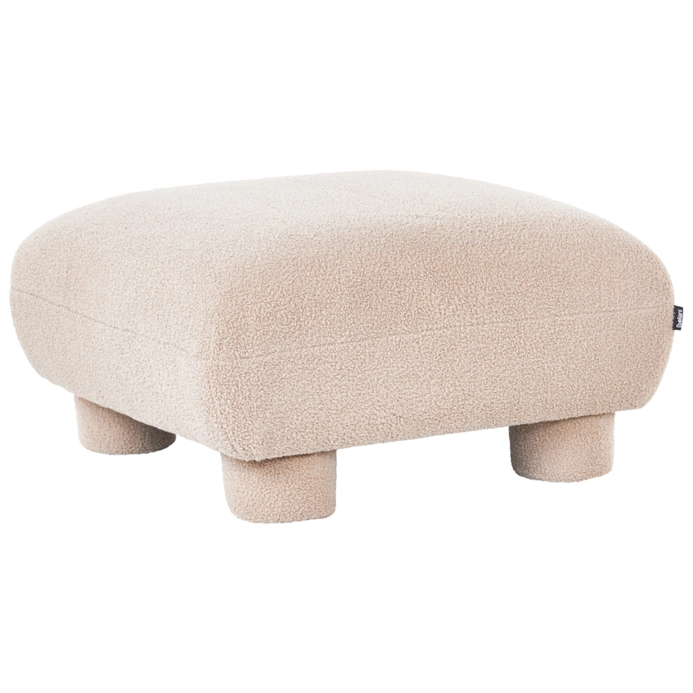Pouf modulare singolo a profilo ribassato in tessuto bouclé beige