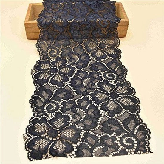Lana Decorativa per DIY - 18 cm Larghezza - Disegno di Fiori - Lint Decorativo - Tessuto Polyester Elastico