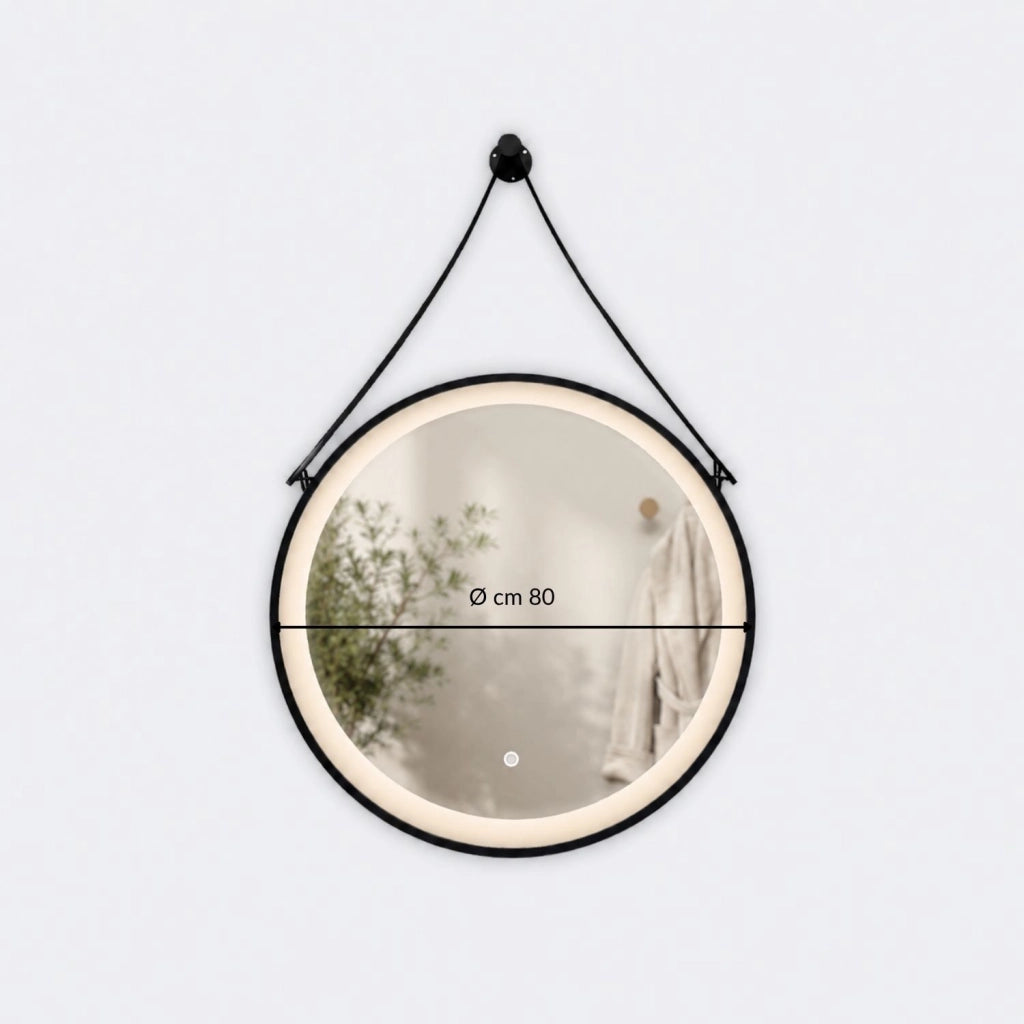 Specchio per ambienti bagni e zone benessere tondo retroilluminato led con interruttore touch *** misura Ø80, tonali...