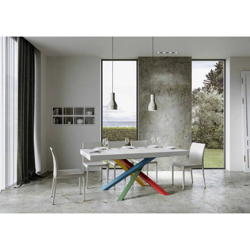 Tavolo allungabile 200/304x90 cm Volantis telaio Multicolore 4/B - Bianco Frassino