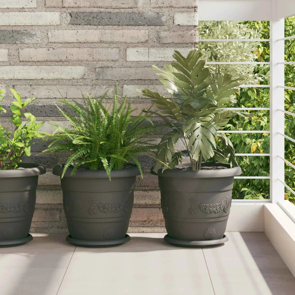 Vasi per Piante 6 pcs Nero Ø 30 x 25 cm Plastica 3403277
