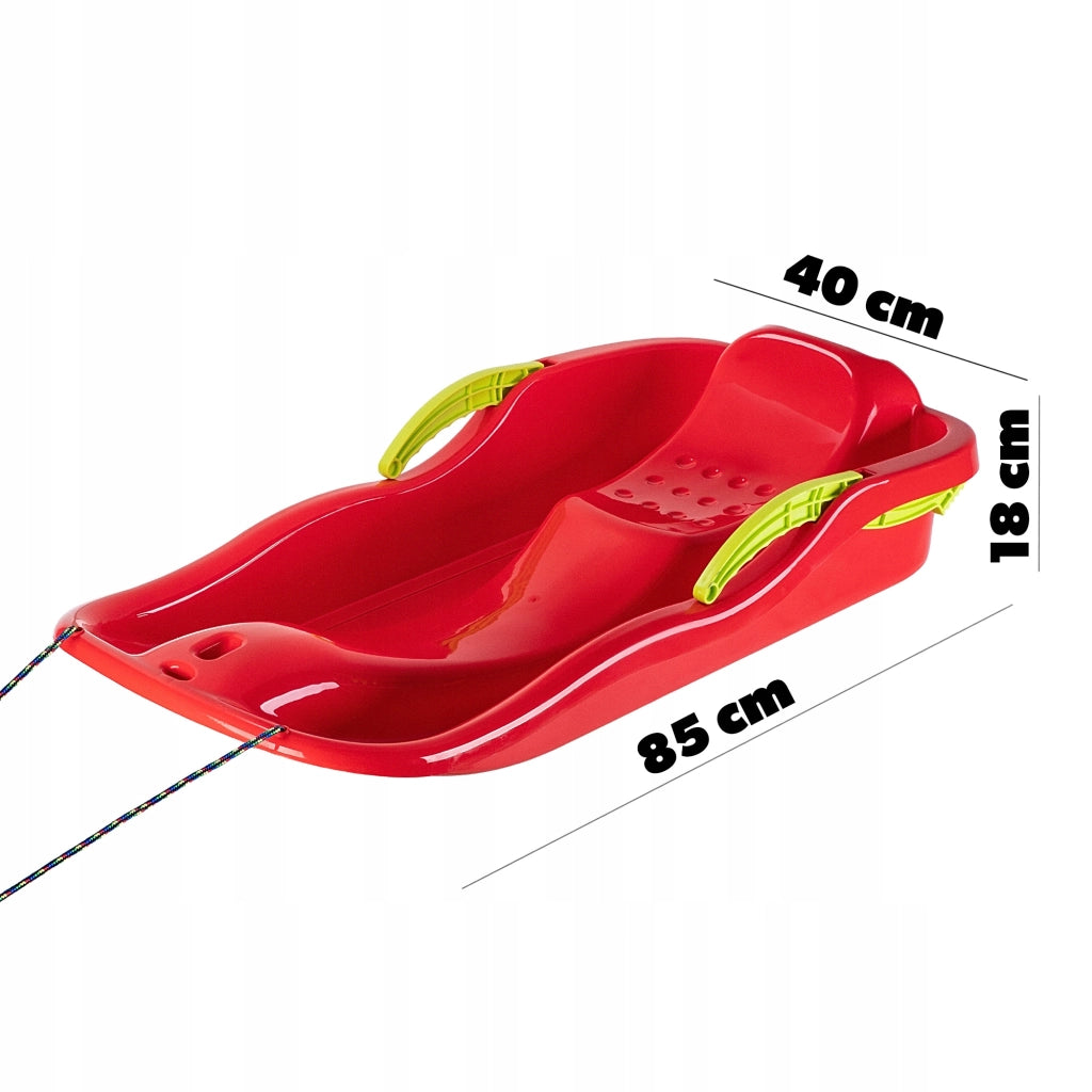 KADAX Slittino con freno e schienale in plastica, grande, con corda