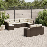 Set Divani da Giardino 9pz con Cuscini Marrone in Polyrattan 3255360