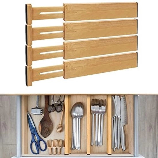 Sistema di separazione della porta in bambù, organizzatore della porta, sistema di separazione della porta con meccanismo a molla, separatori della porta perfettamente regolabili, extra resistenti, set da 4