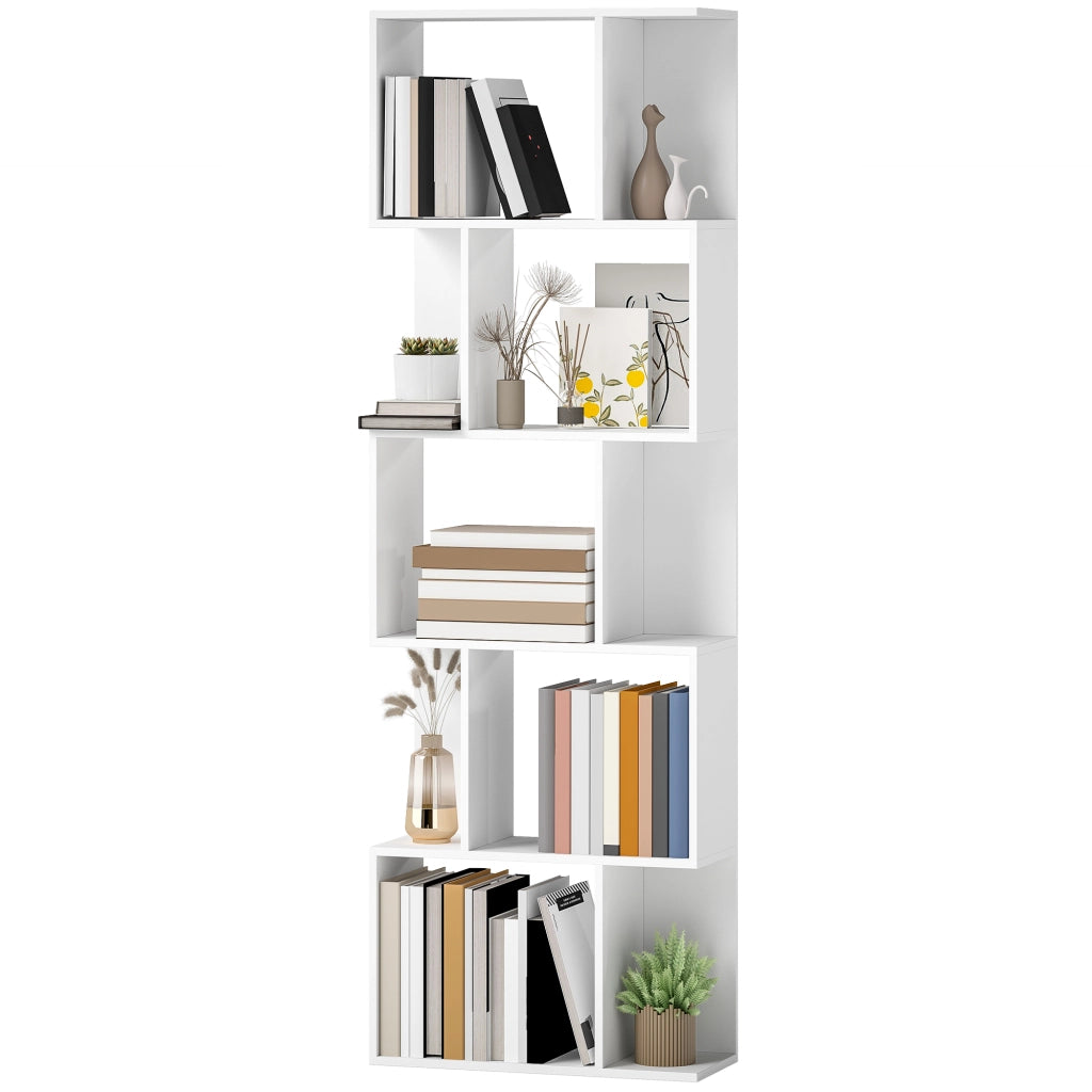 Libreria a S 5 Livelli 10 Ripiani ¨C Minimal ¨C 60x24x184,5 cm Bianco