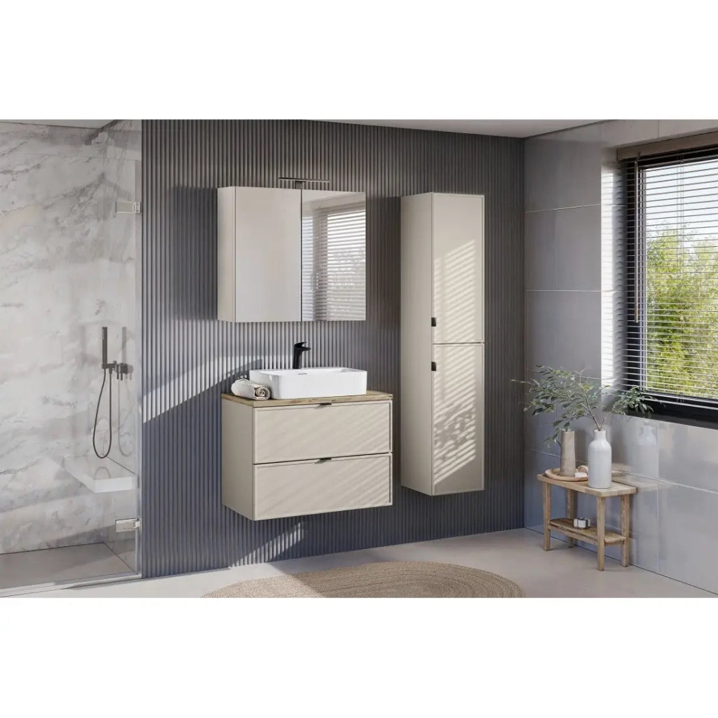 Mobile sottolavabo BRAZZA – 2 cassetti – Colore marrone congo – 80 cm – Da appendere