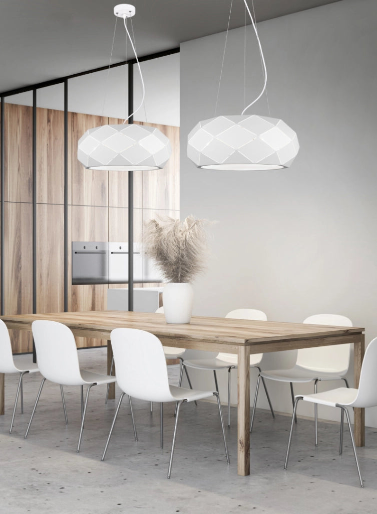 Lampada a sospensione con tagli laser, metallo, bianco, D 50 cm, Zandor